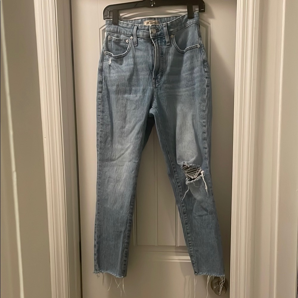 Women's Distressed Madewell Curvy Perfect Vintage Blue Jeans